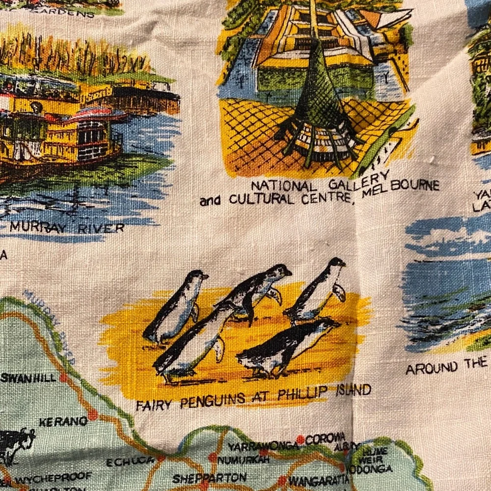 Vintage Victoria Australia Souvenir Towel pure linen